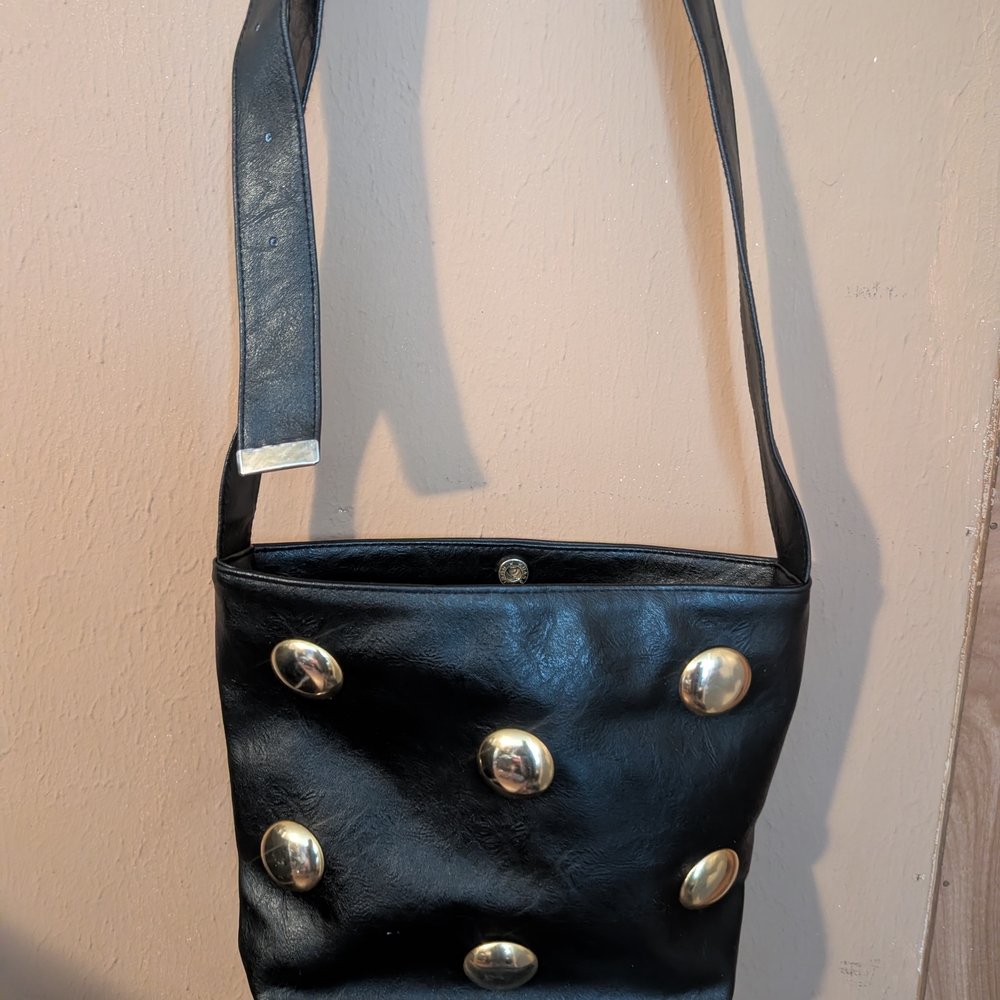 Pacific Express Black Shoulder Bag with Gold Details